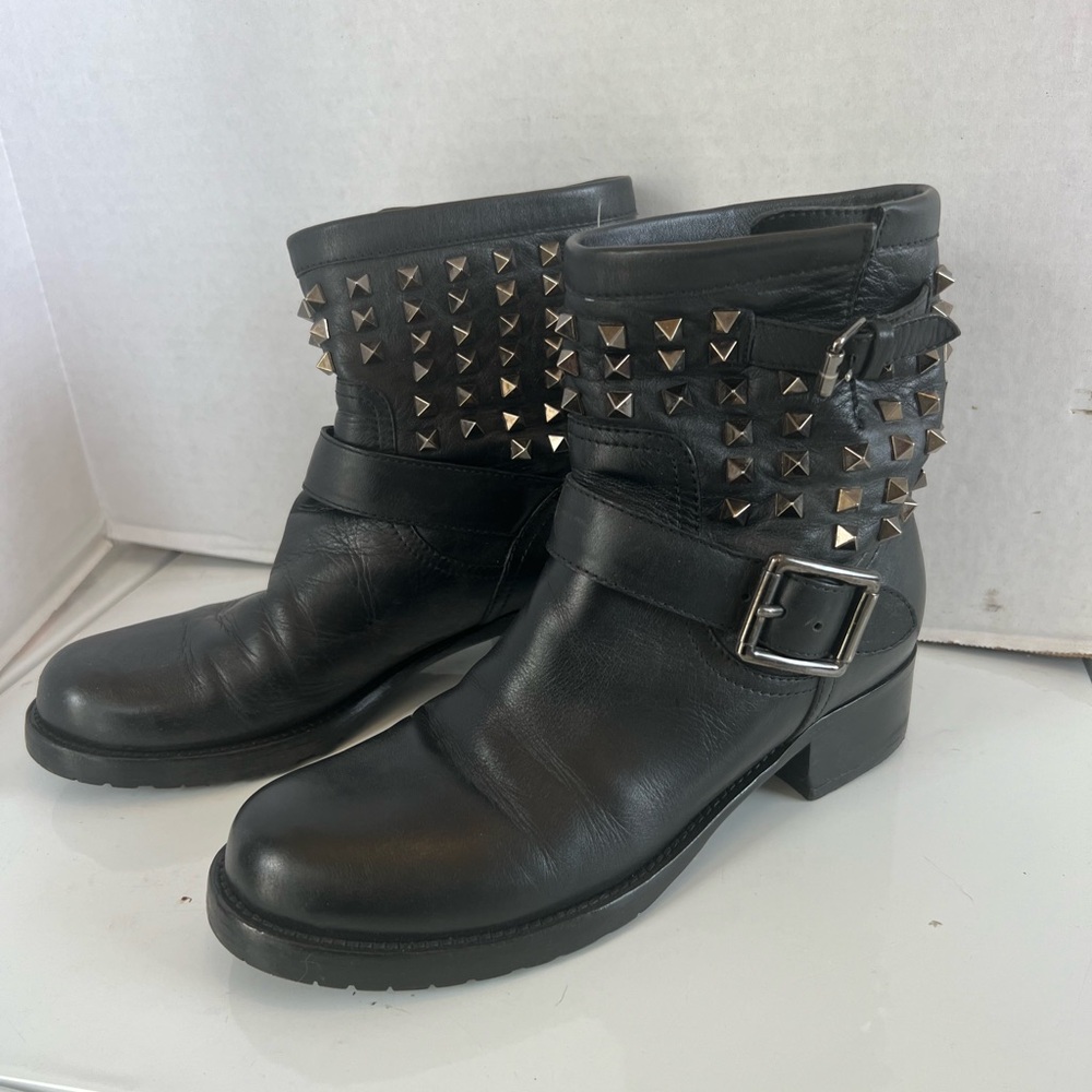 Valentino Garavani rockstud moto engineer ankle boots black stud - Picture 4 of 14